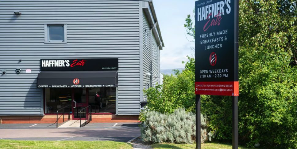 Haffners Eats redeveloped shopfront by Bluebell North West